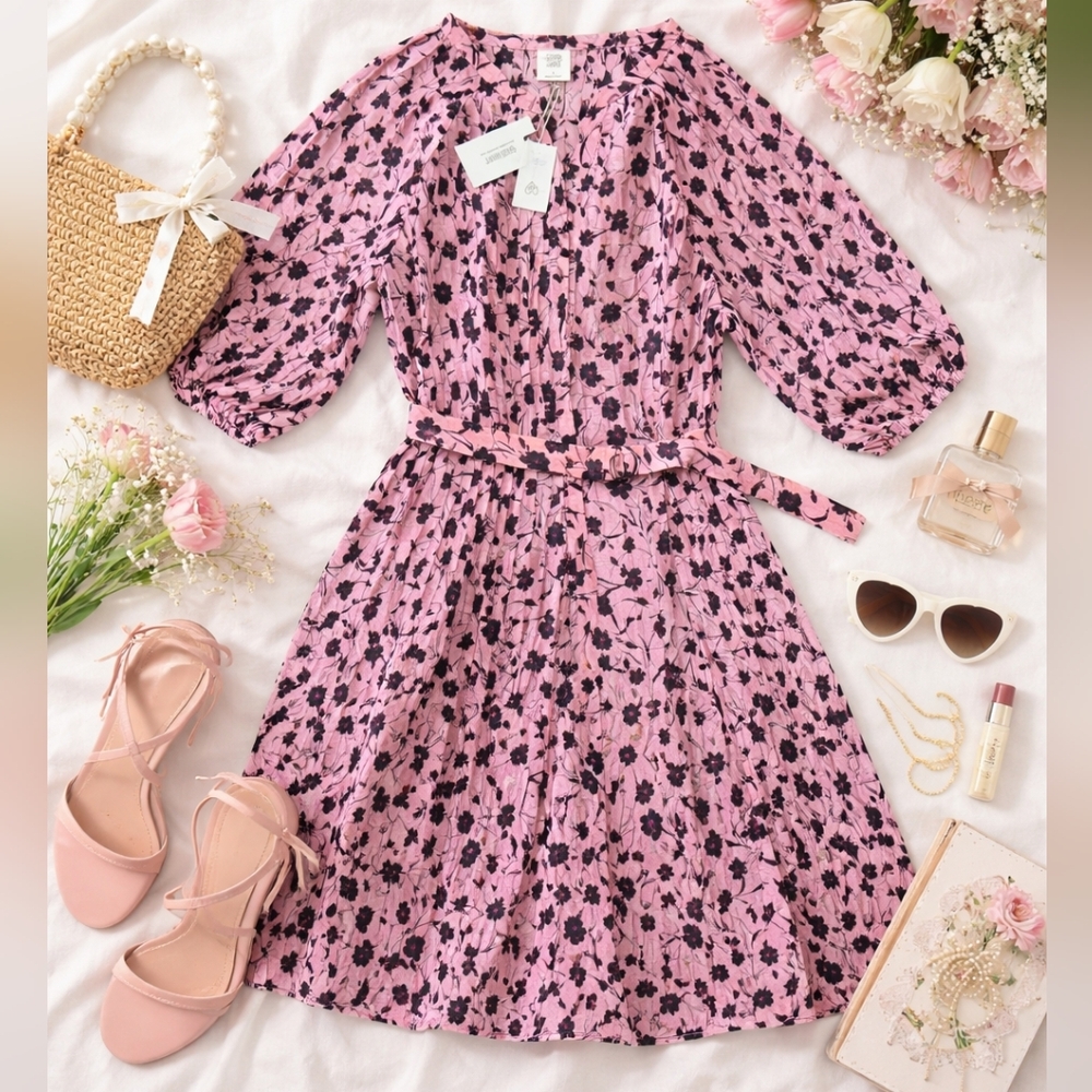 Good Hart Matilda Jane Floral Dress Women's Sizes S M L Pink Puff Sleeve NWT